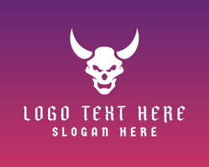 Skeletal - Evil Skull Horns logo design