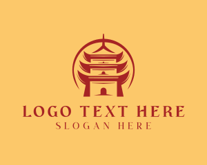 Shinto - Oriental Temple Shrine Pagoda logo design