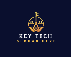 Crown Lock Key  logo design