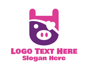 Date - Cute Pirate Pig logo design