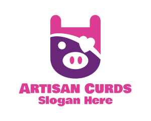 Cute Pirate Pig logo design