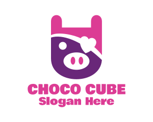 Cute Pirate Pig logo design