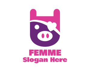 Cute Pirate Pig logo design