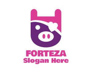 Cute Pirate Pig logo design