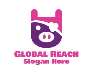 Cute Pirate Pig logo design