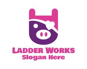 Cute Pirate Pig logo design