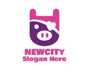 Cute Pirate Pig logo design