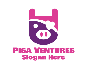 Cute Pirate Pig logo design