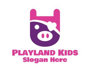 Cute Pirate Pig logo design