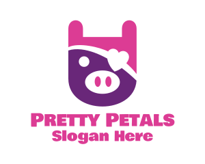 Girly - Cute Pirate Pig logo design