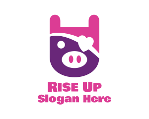 Cute Pirate Pig logo design