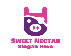 Cute Pirate Pig logo design