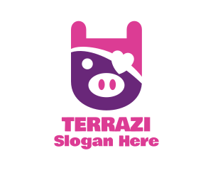 Cute Pirate Pig logo design