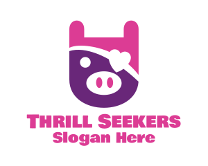 Cute Pirate Pig logo design