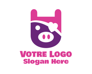 Pig - Cute Pirate Pig logo design
