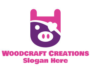 Cute Pirate Pig logo design