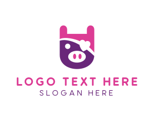 Cute Pirate Pig logo design