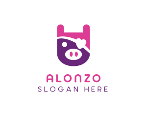 Cute Pirate Pig logo design