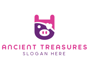 Cute Pirate Pig logo design