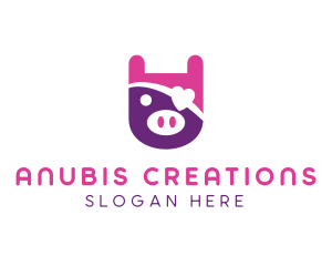 Cute Pirate Pig logo design