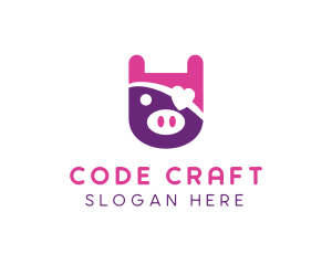 Cute Pirate Pig logo design