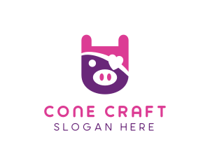 Cute Pirate Pig logo design