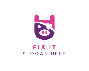 Cute Pirate Pig logo design