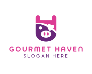 Cute Pirate Pig logo design