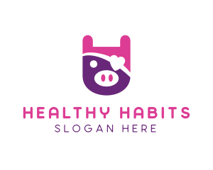 Cute Pirate Pig logo design