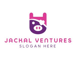 Cute Pirate Pig logo design