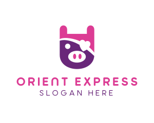 Cute Pirate Pig logo design