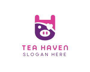 Cute Pirate Pig logo design