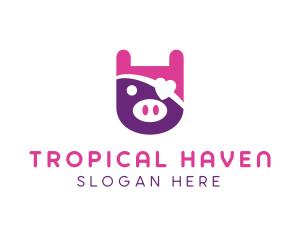 Cute Pirate Pig logo design