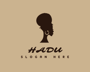 Gold - Vintage Afro Woman logo design
