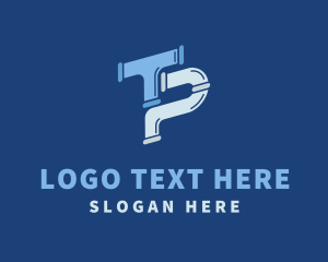 Startup - Pipe Plumbing Letter TP logo design