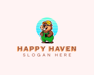 Happy Carpenter Hamster logo design