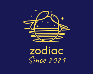 Golden Pisces Zodiac logo design