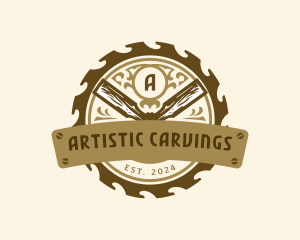 Chisel Carving Woodwork logo design