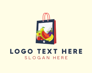 Healthy Living - Mobile Fruit Shopping Bag logo design