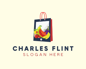 Vegan - Mobile Fruit Shopping Bag logo design