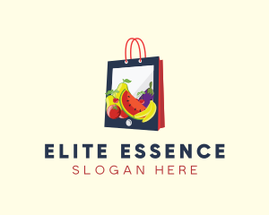 App - Mobile Fruit Shopping Bag logo design