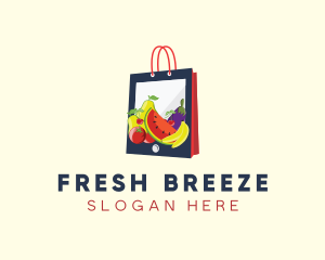 Mobile Fruit Shopping Bag logo design