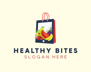 Mobile Fruit Shopping Bag logo design