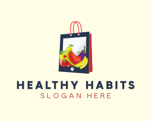 Mobile Fruit Shopping Bag logo design