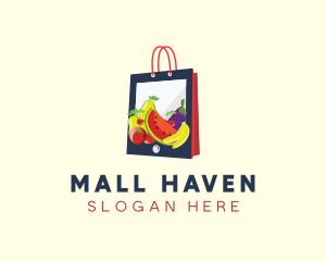 Mobile Fruit Shopping Bag logo design