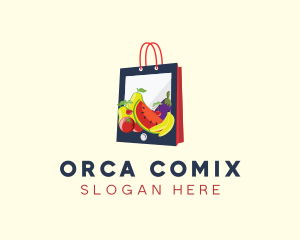 Veggie - Mobile Fruit Shopping Bag logo design