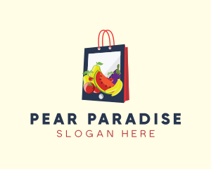 Mobile Fruit Shopping Bag logo design