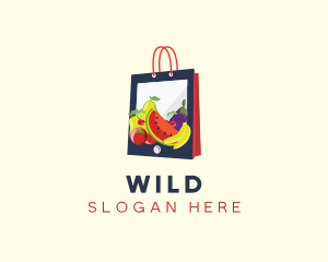 Shopping - Mobile Fruit Shopping Bag logo design