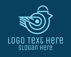 Coding - Blue Cyber Bird logo design