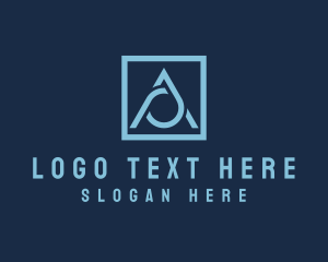 Blue Triangle - Blue Droplet Letter A logo design